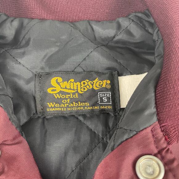 VTG Men's Swingster World of Wearables Maroon Jacket, Size S, Made in USA - Picture 3 of 9